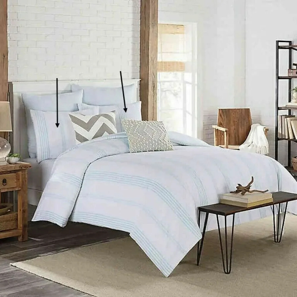 KAS Room Standard Shams Clifton Aqua Pillow Sham Summer Set of 2 Dorm Room